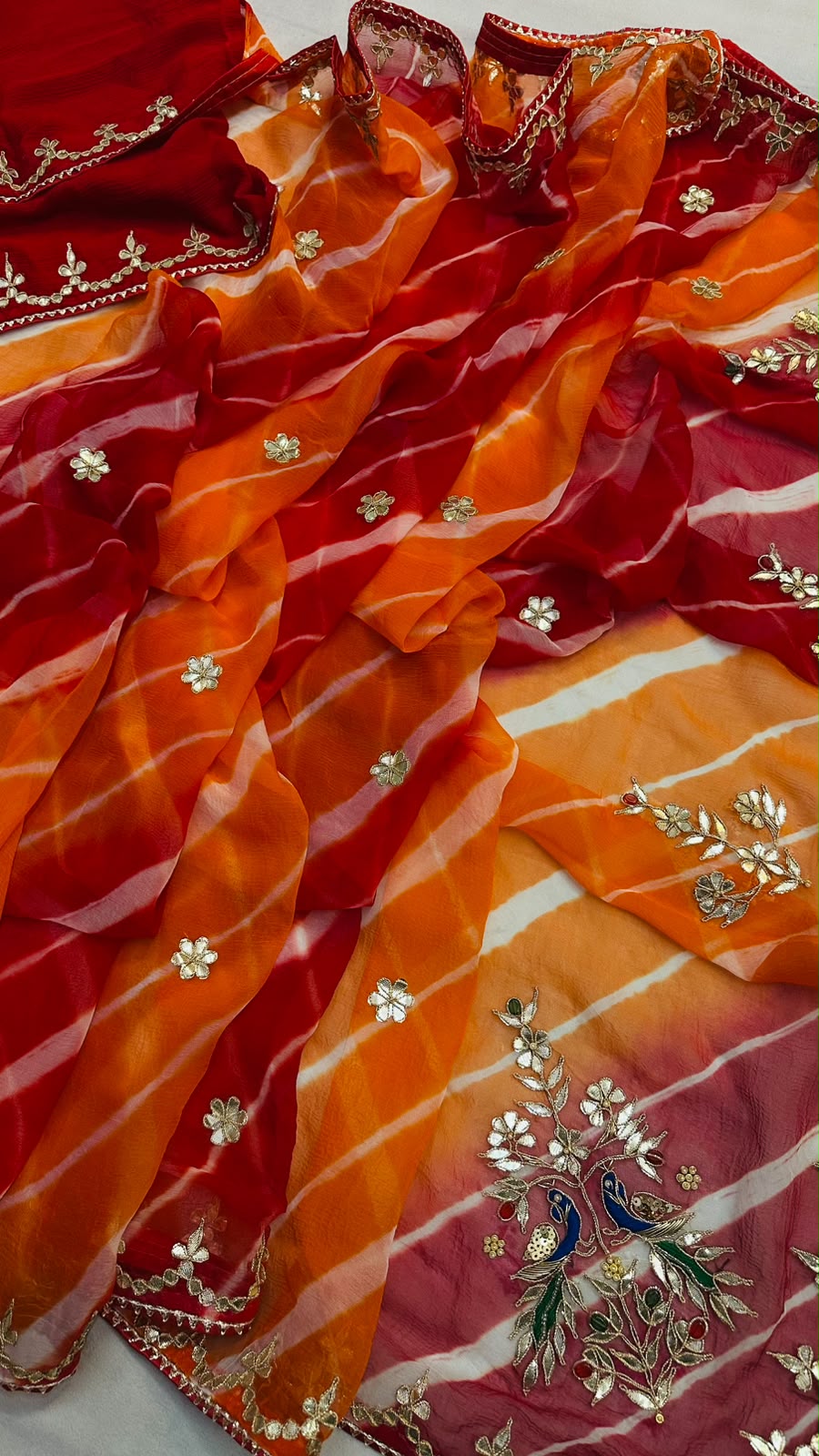 Pure Diamond Chiffon Leheriya Saree
