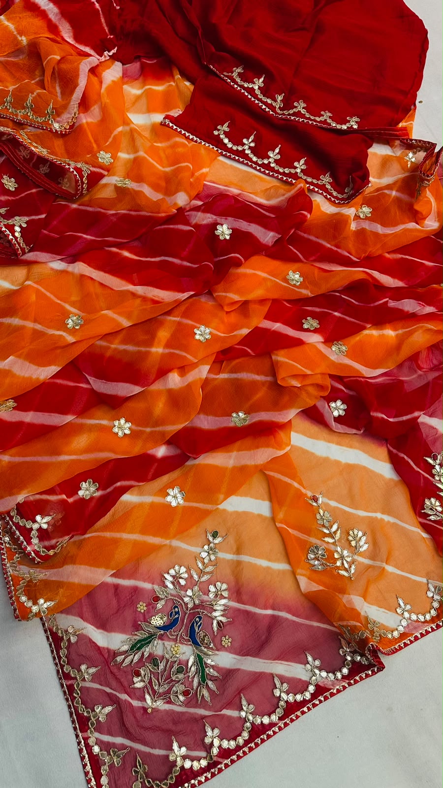 Pure Diamond Chiffon Leheriya Saree