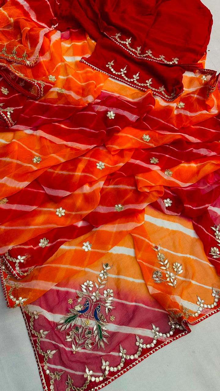 Pure Diamond Chiffon Leheriya Saree