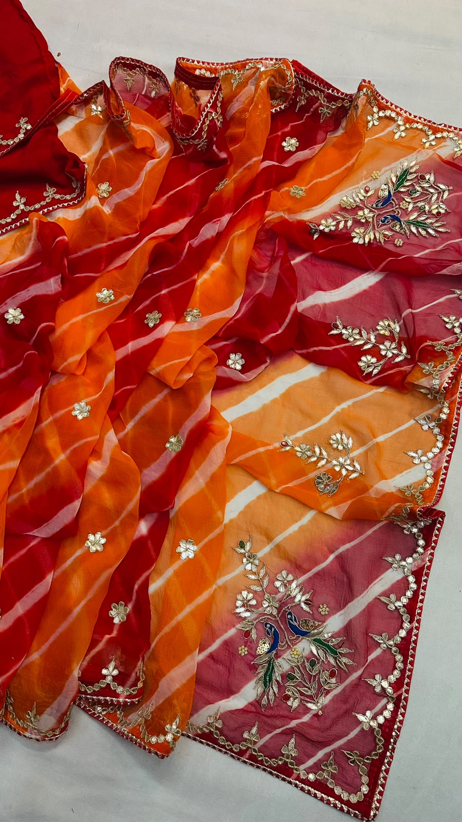 Pure Diamond Chiffon Leheriya Saree