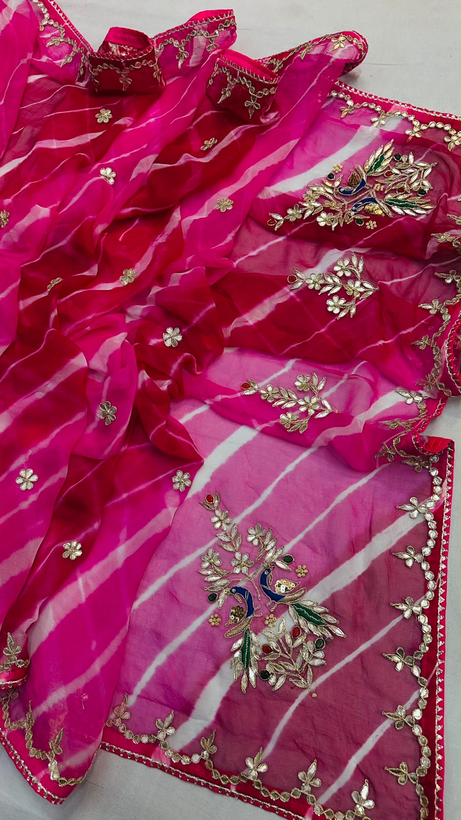 Pure Diamond Chiffon Leheriya Saree