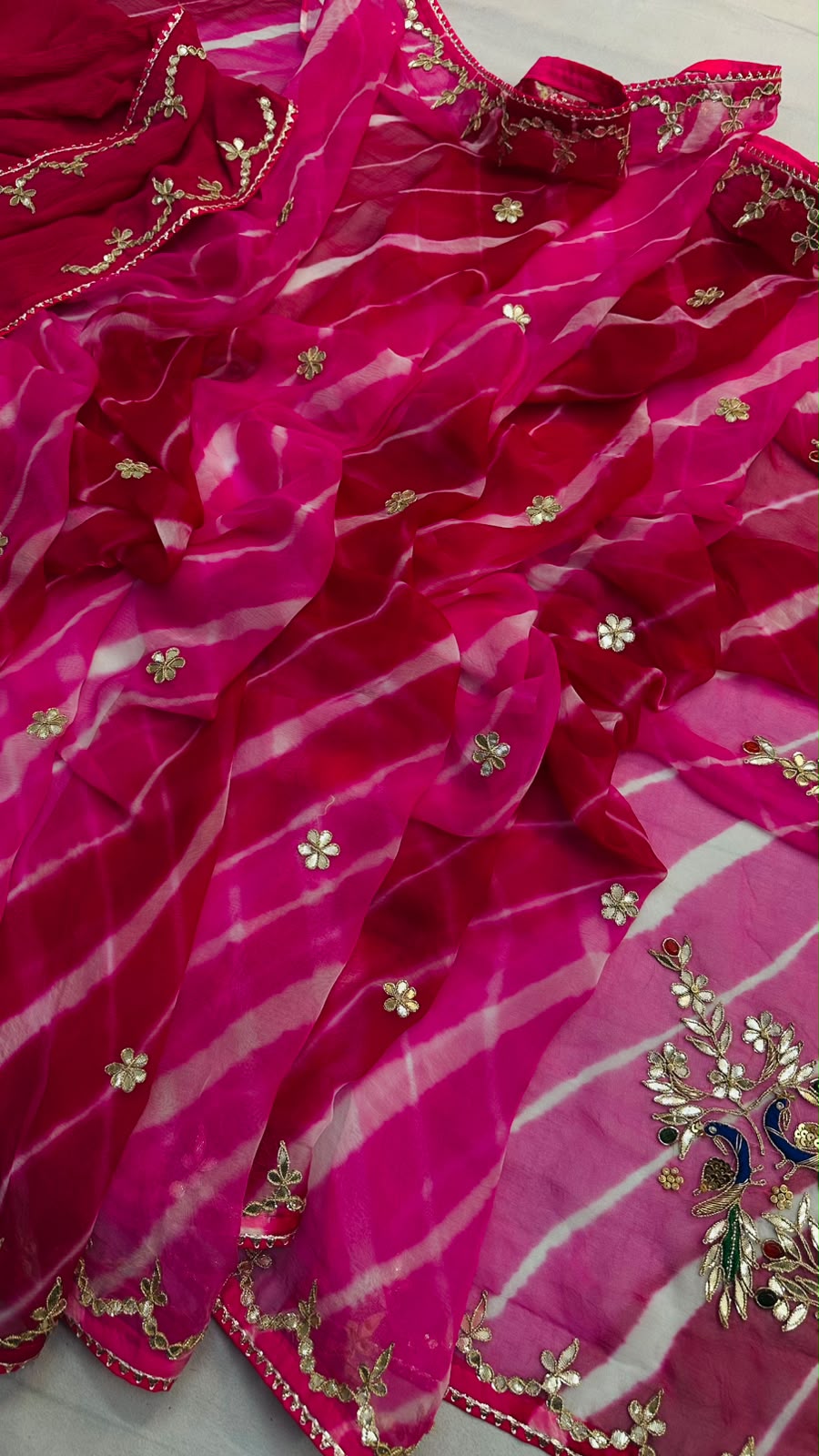 Pure Diamond Chiffon Leheriya Saree