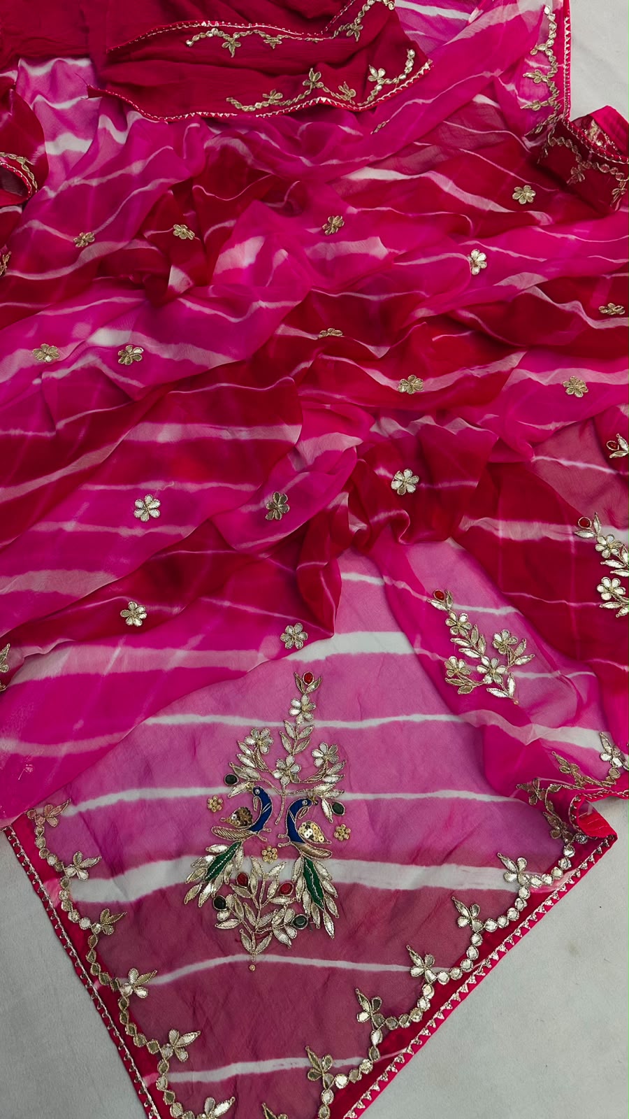 Pure Diamond Chiffon Leheriya Saree