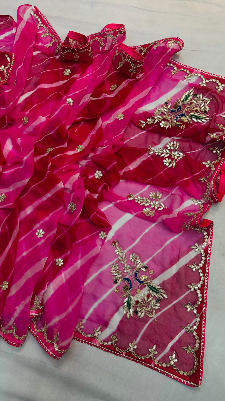Pure Diamond Chiffon Leheriya Saree