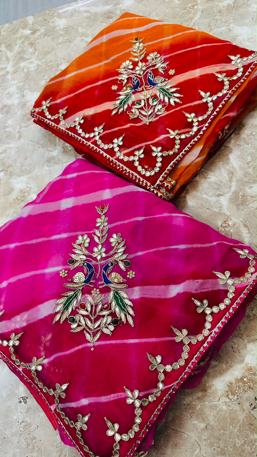 Pure Diamond Chiffon Leheriya Saree