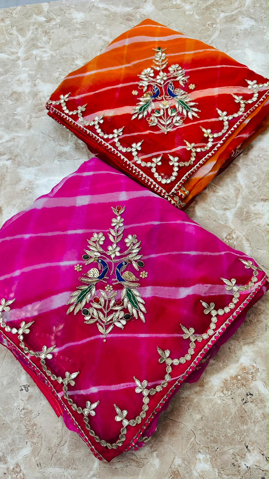 Pure Diamond Chiffon Leheriya Saree