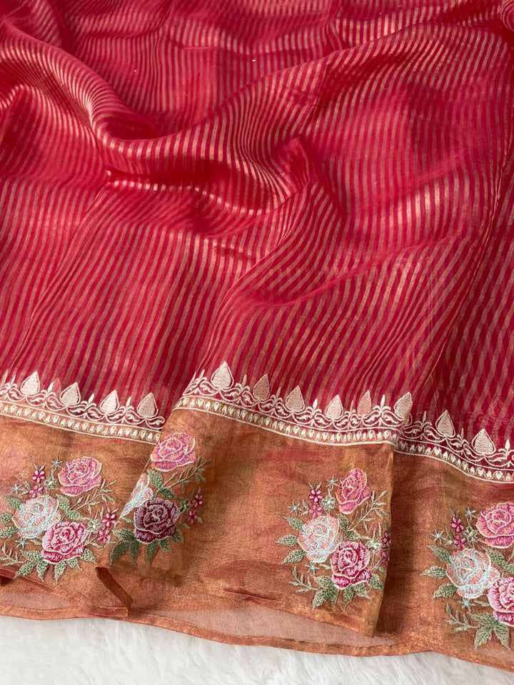 Pure Banarasi Tissue Silk Stripe pattern Saree