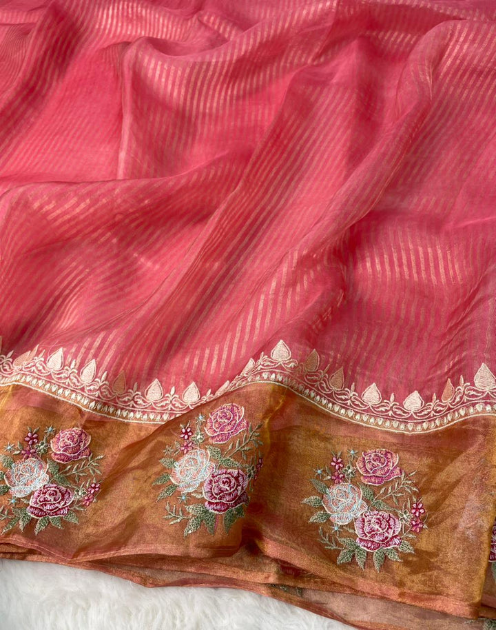Pure Banarasi Tissue Silk Stripe pattern Saree