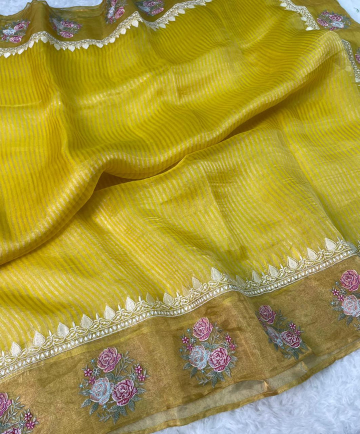 Pure Banarasi Tissue Silk Stripe pattern Saree