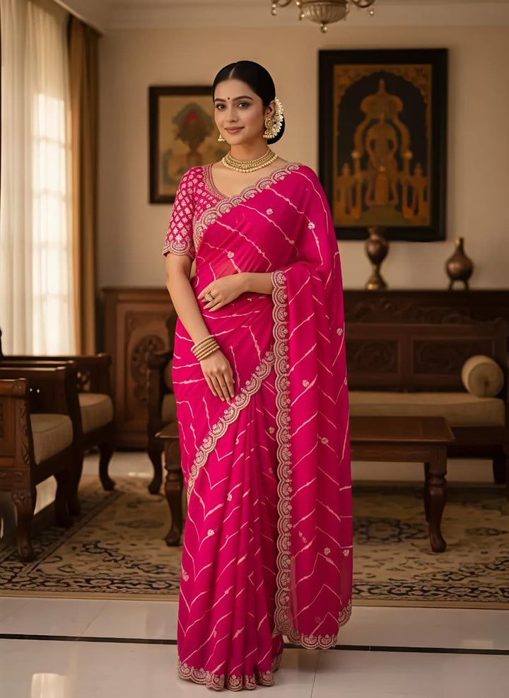 Pure Georgette Leheriya with Pitta Work