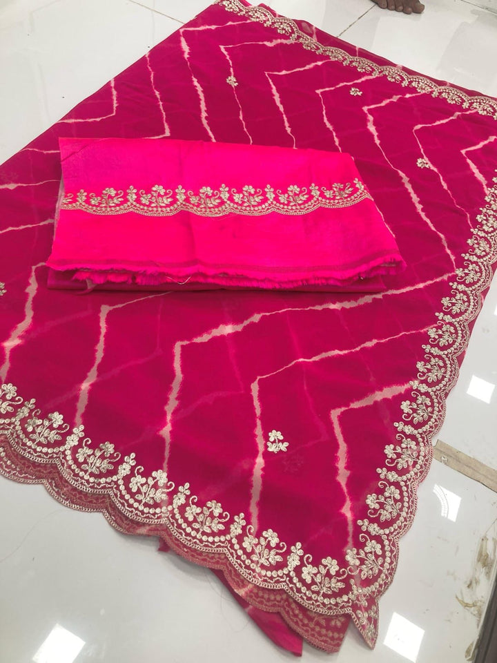 Pure Georgette Leheriya with Pitta Work