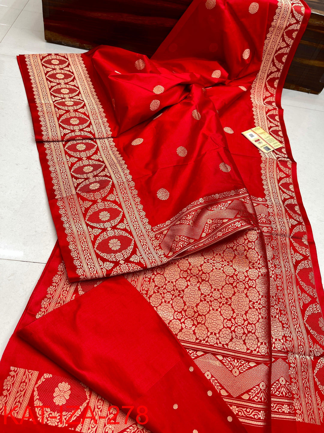 Pure Katan Silk With Antique Zari Work Saree .