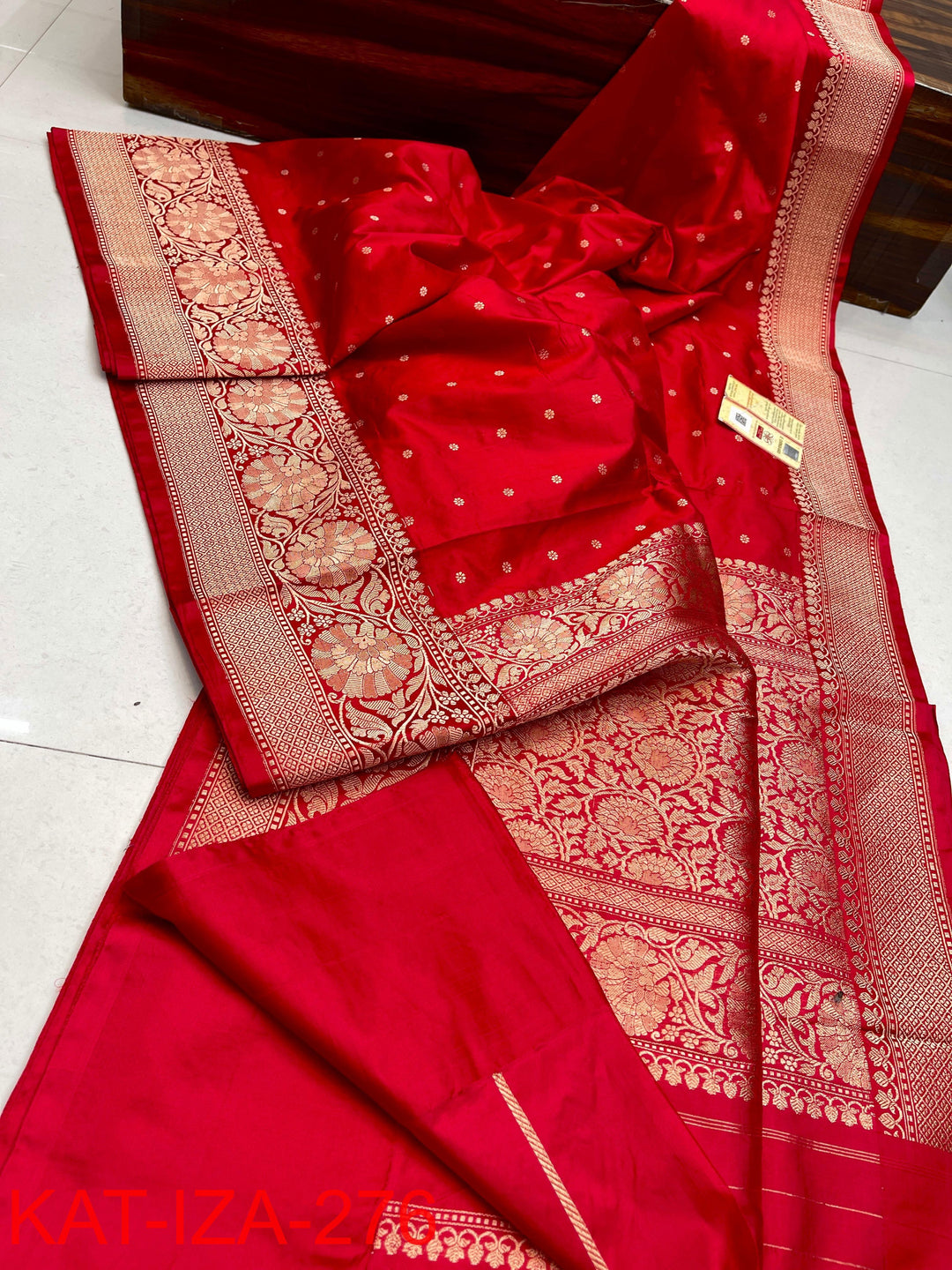 Pure Katan Silk With Antique Zari Work Saree .