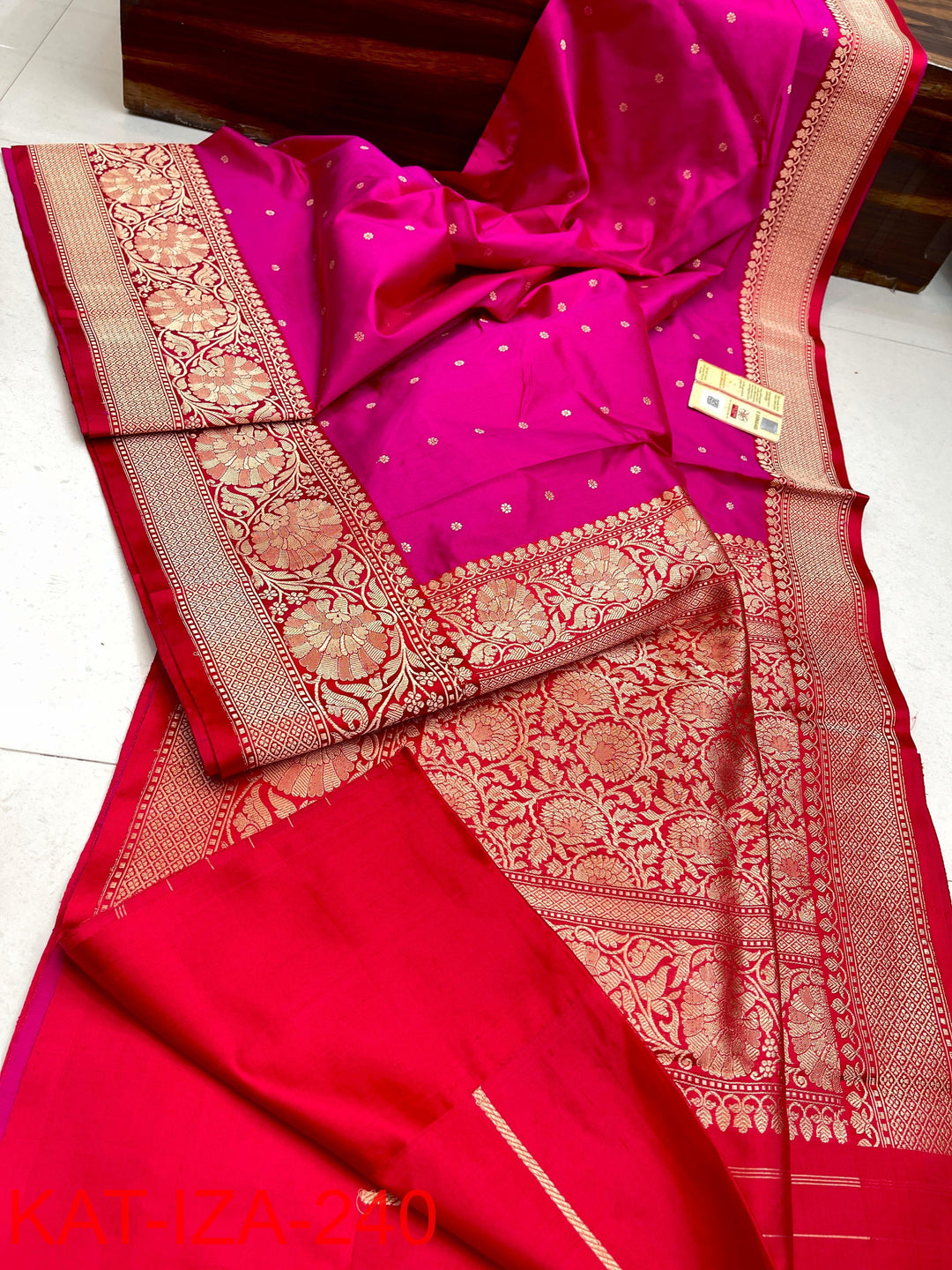 Pure Katan Silk With Antique Zari Work Saree .