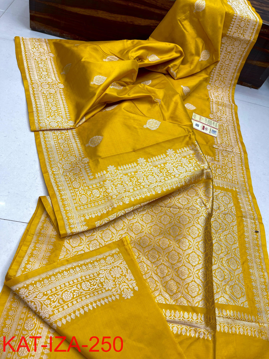 Pure Katan Silk With Antique Zari Work Saree .