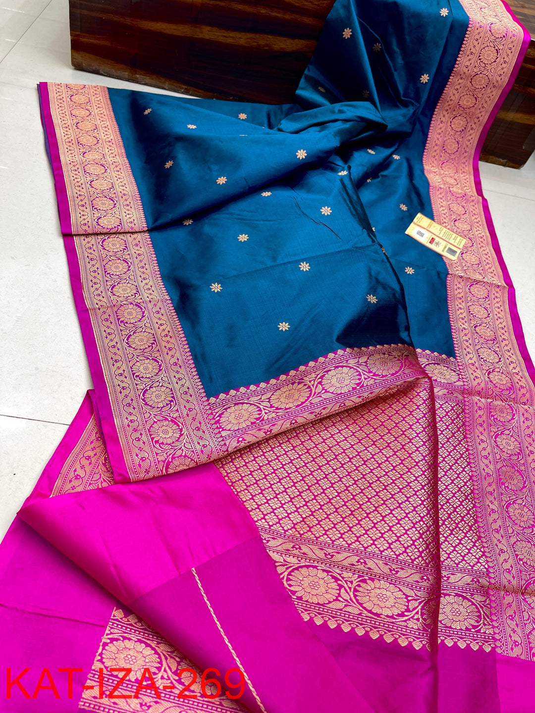 Pure Katan Silk With Antique Zari Work Saree .