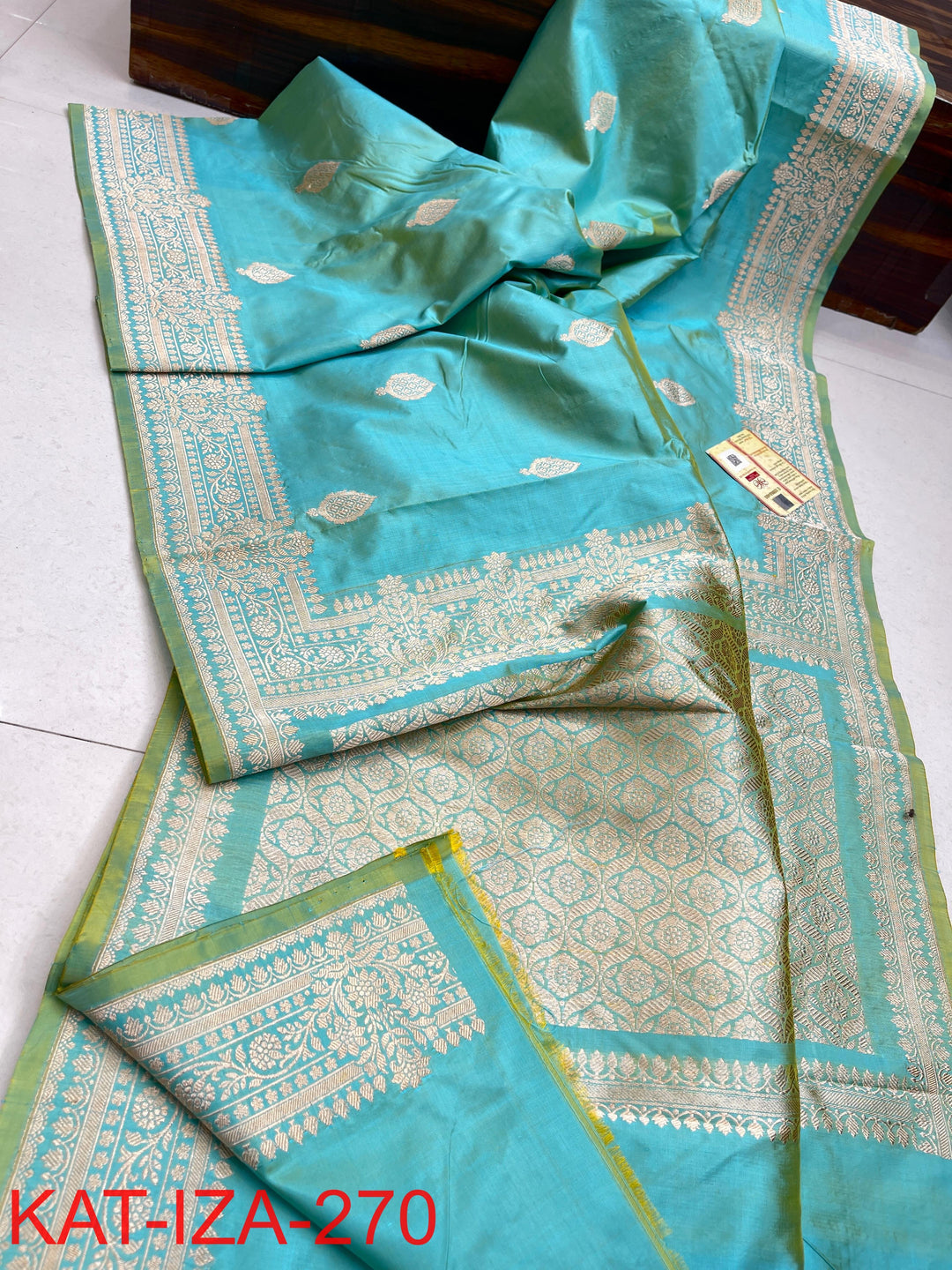 Pure Katan Silk With Antique Zari Work Saree .