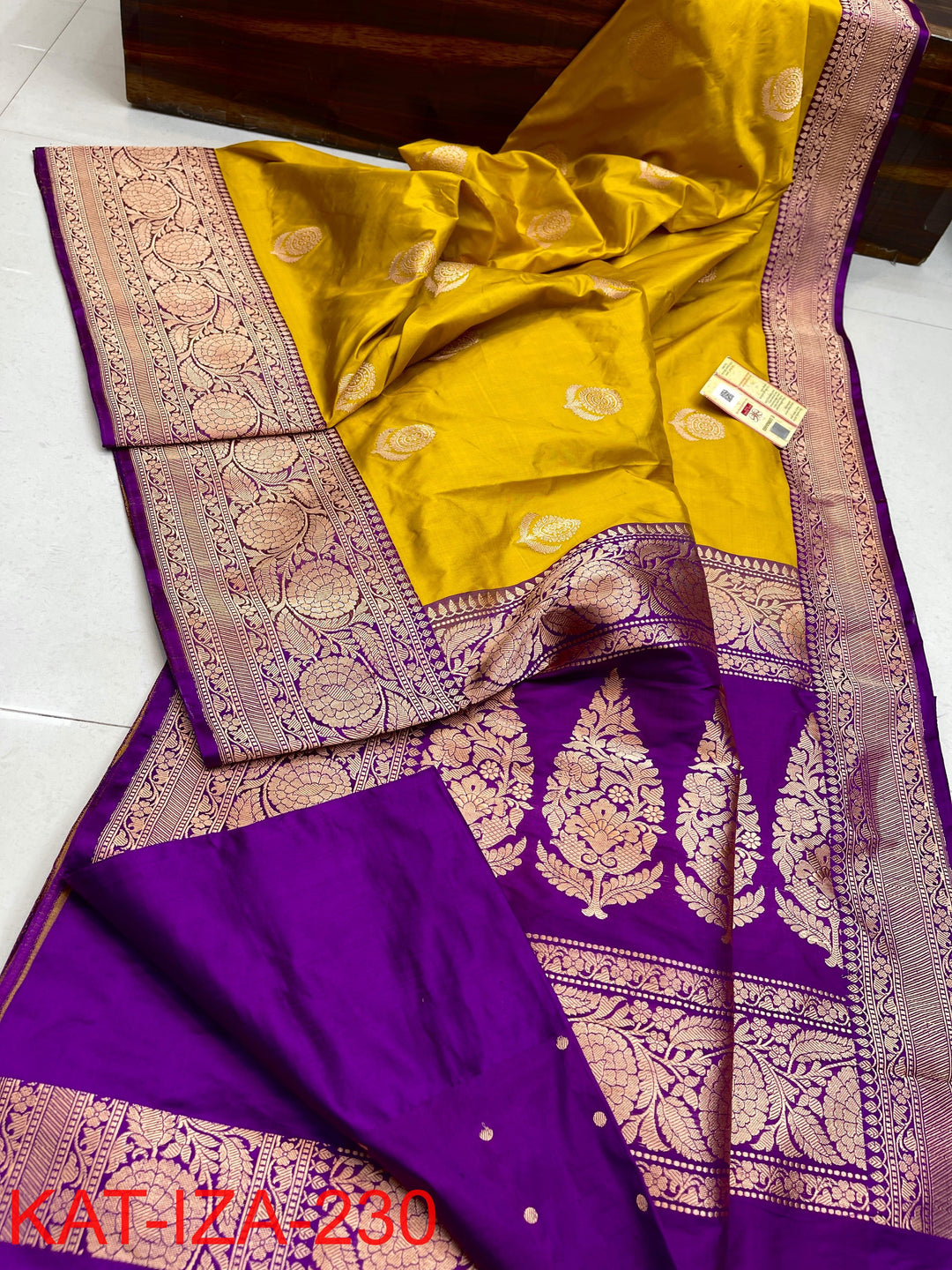 Pure Katan Silk With Antique Zari Work Saree .