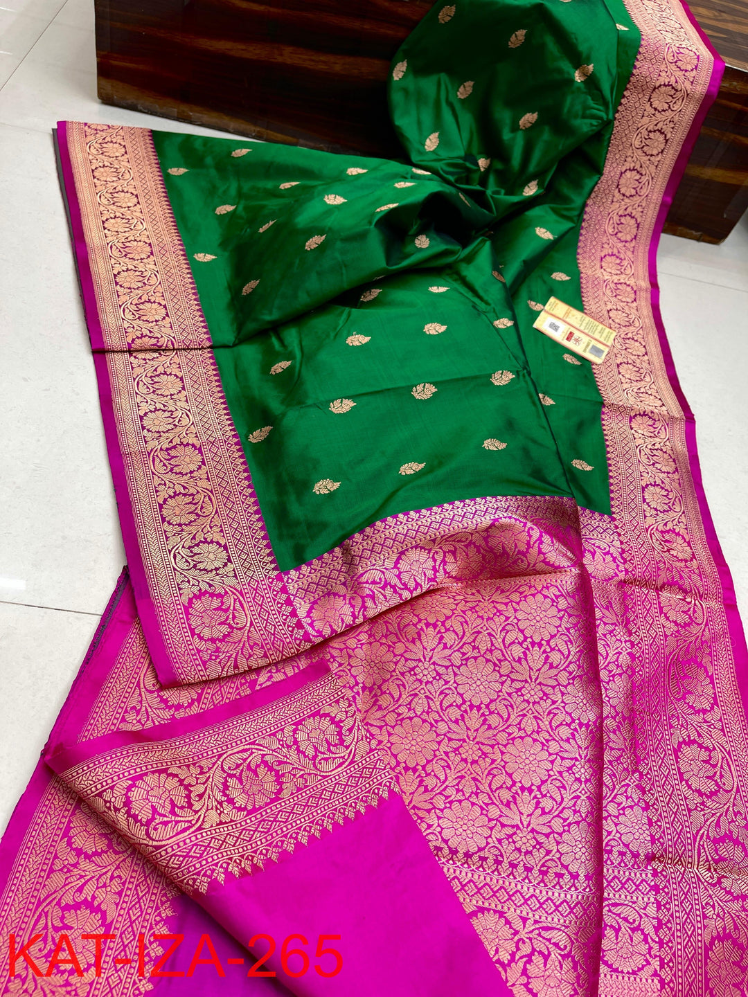 Pure Katan Silk With Antique Zari Work Saree .