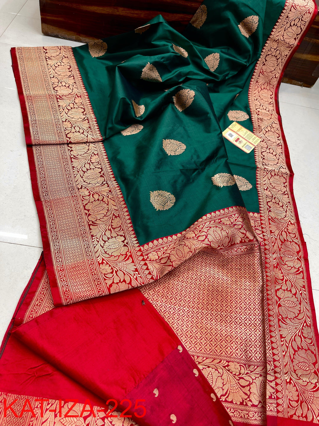 Pure Katan Silk With Antique Zari Work Saree .