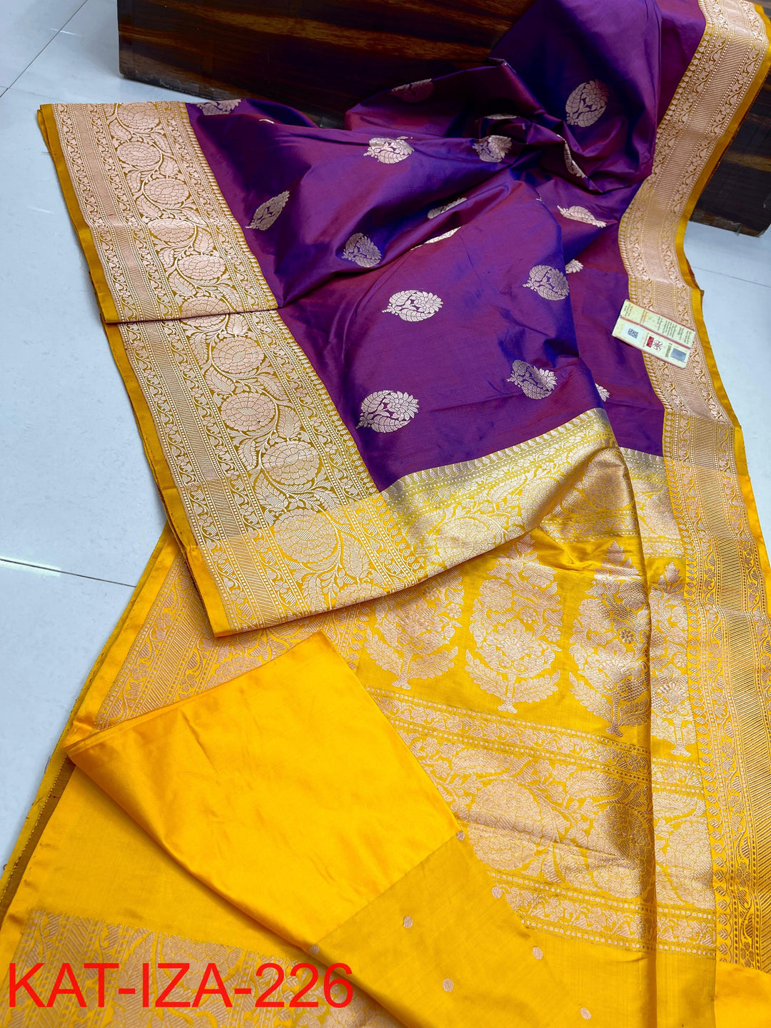 Pure Katan Silk With Antique Zari Work Saree .