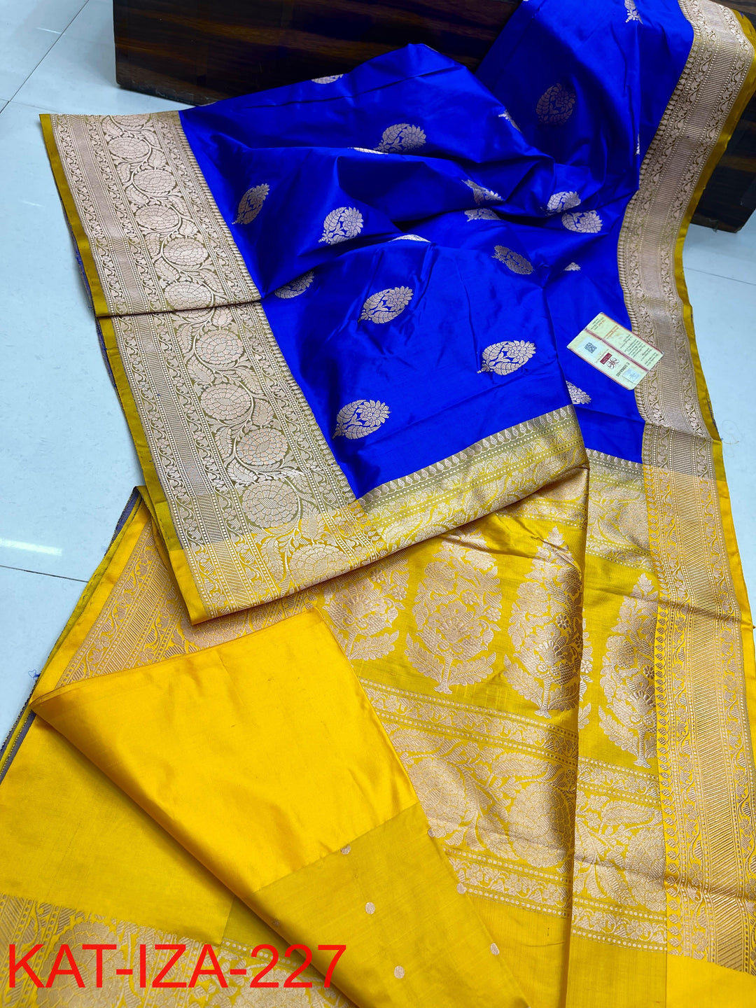 Pure Katan Silk With Antique Zari Work Saree .