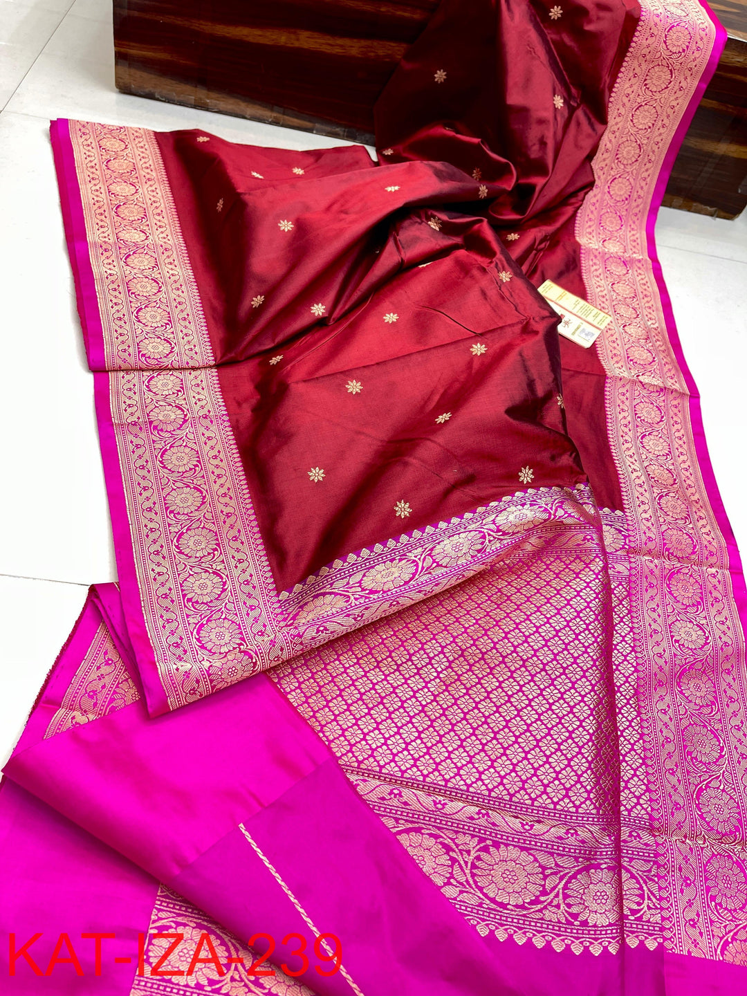 Pure Katan Silk With Antique Zari Work Saree .