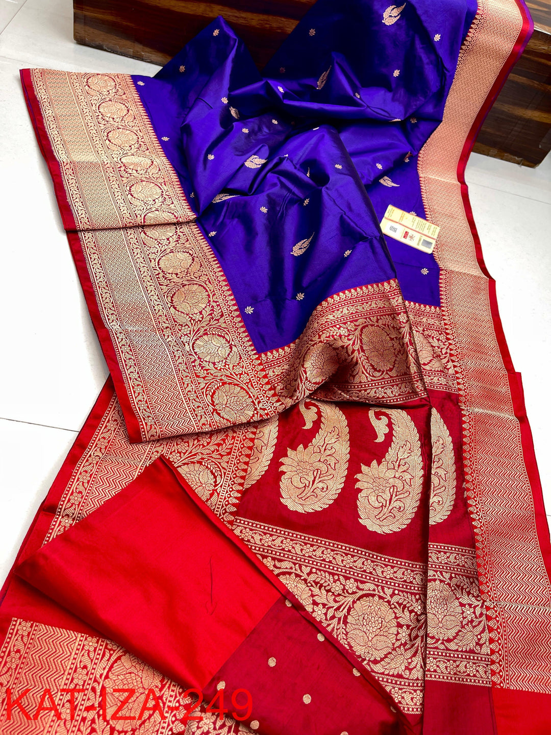 Pure Katan Silk With Antique Zari Work Saree .
