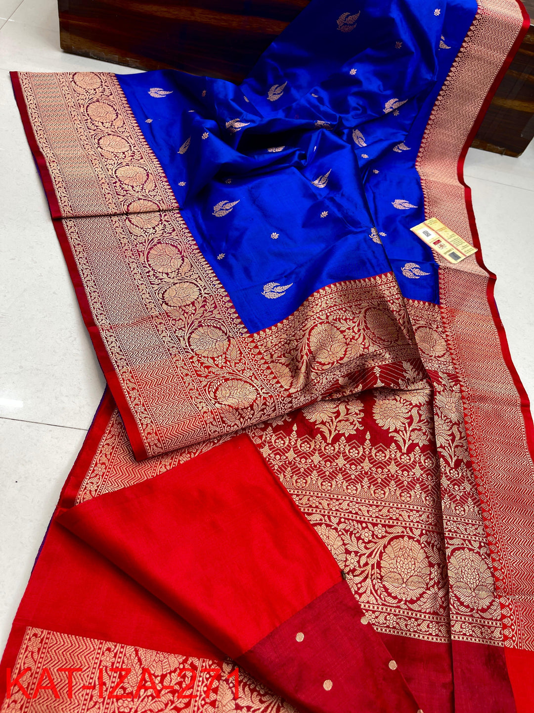 Pure Katan Silk With Antique Zari Work Saree .