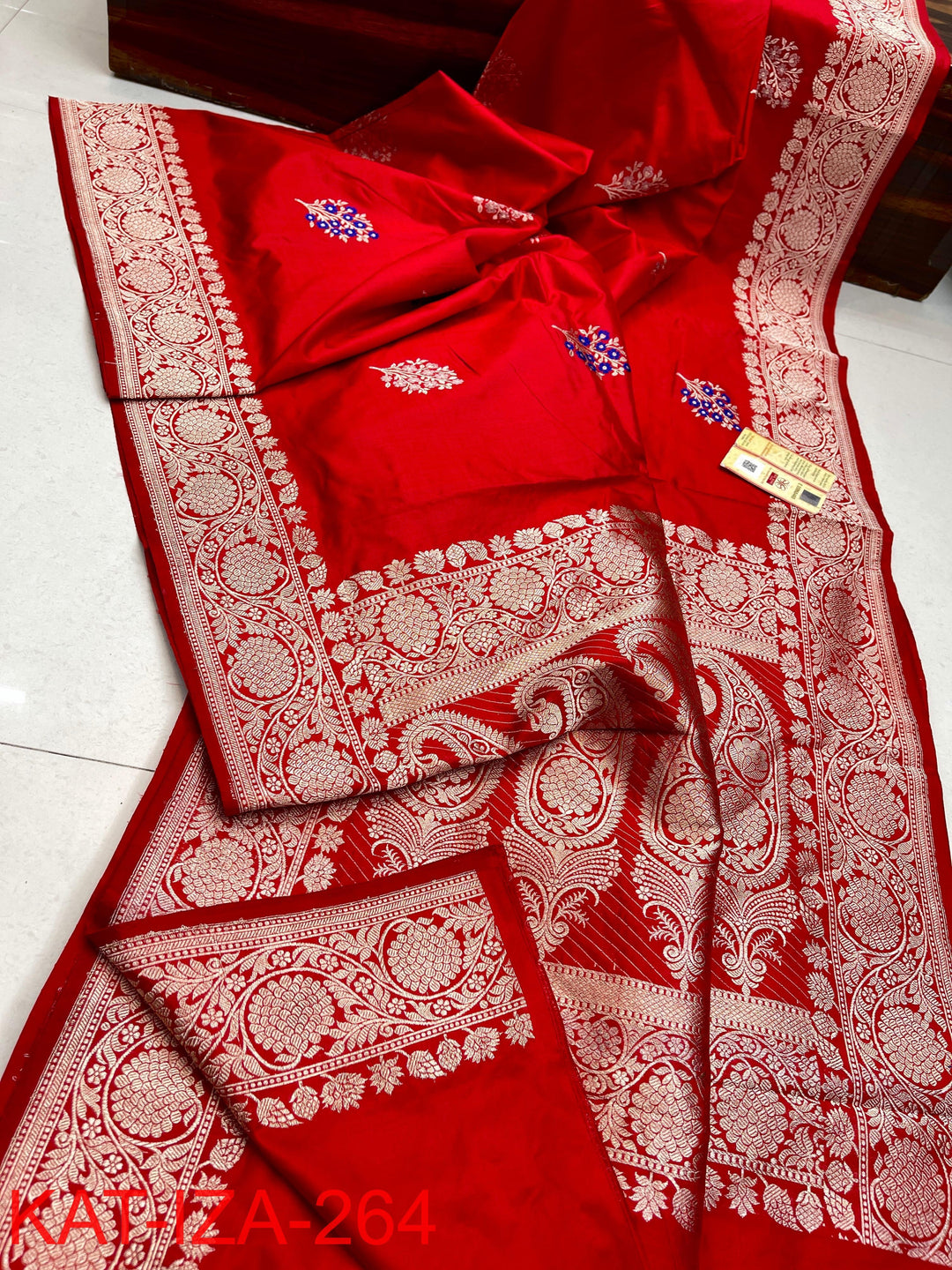Pure Katan Silk With Antique Zari Work Saree .