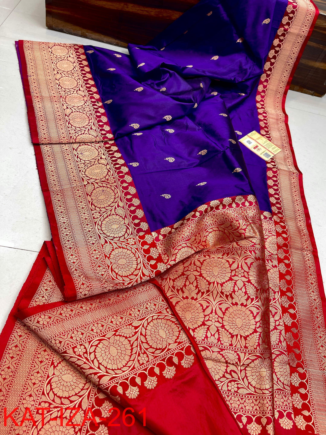 Pure Katan Silk With Antique Zari Work Saree .
