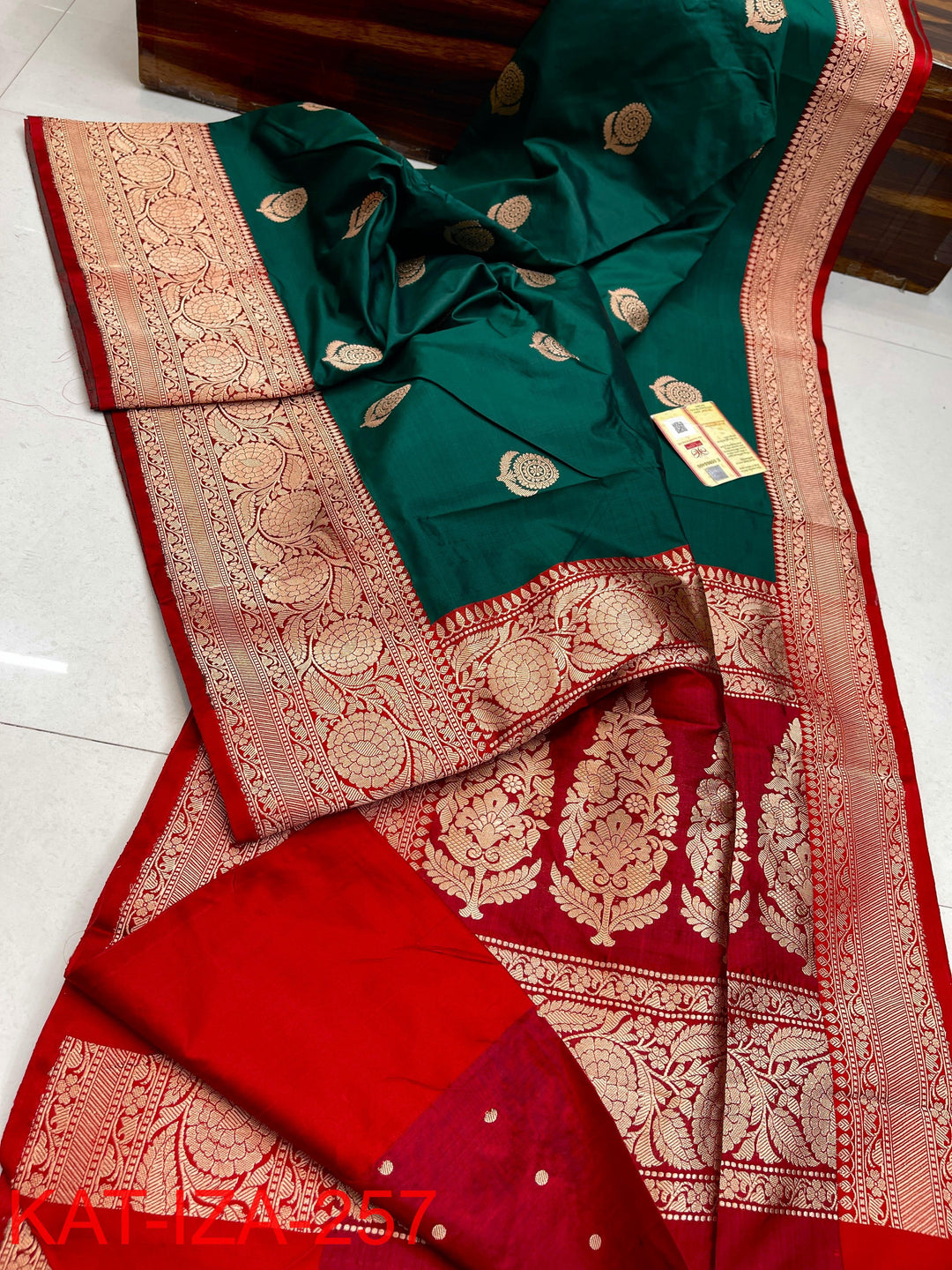 Pure Katan Silk With Antique Zari Work Saree .