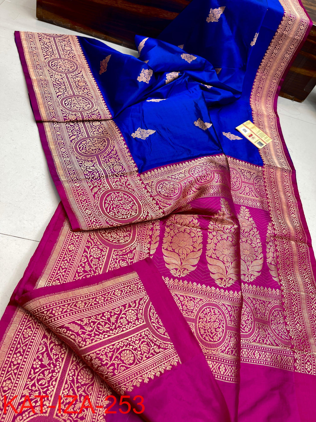 Pure Katan Silk With Antique Zari Work Saree .