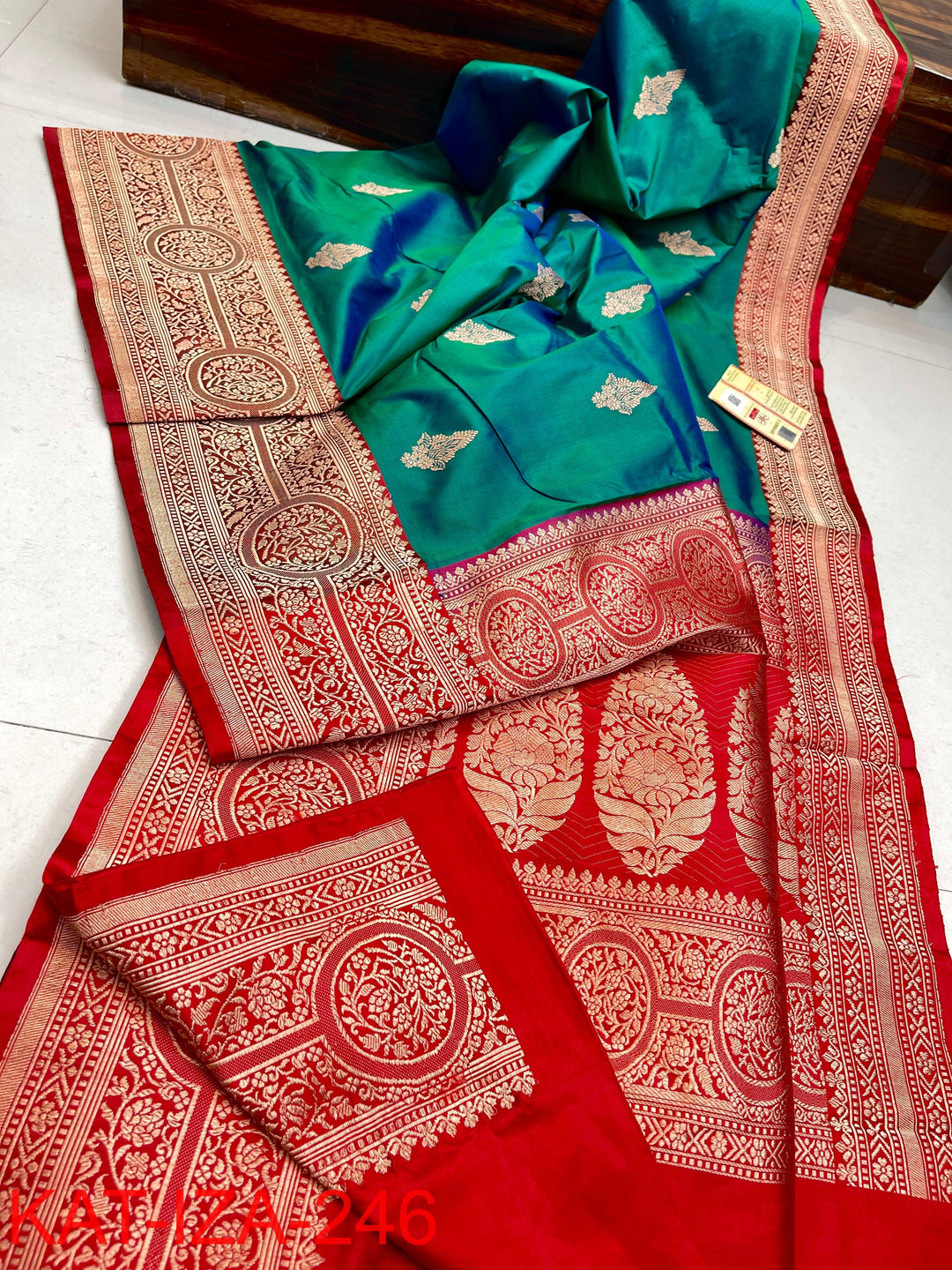 Pure Katan Silk With Antique Zari Work Saree .