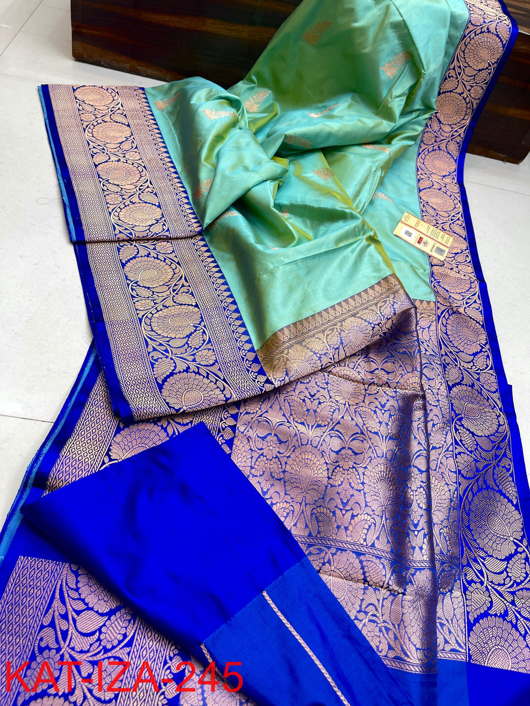 Pure Katan Silk With Antique Zari Work Saree .