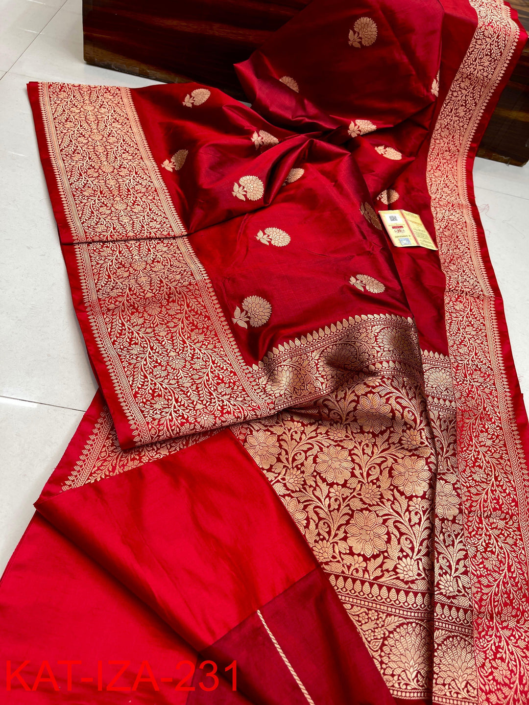 Pure Katan Silk With Antique Zari Work Saree .