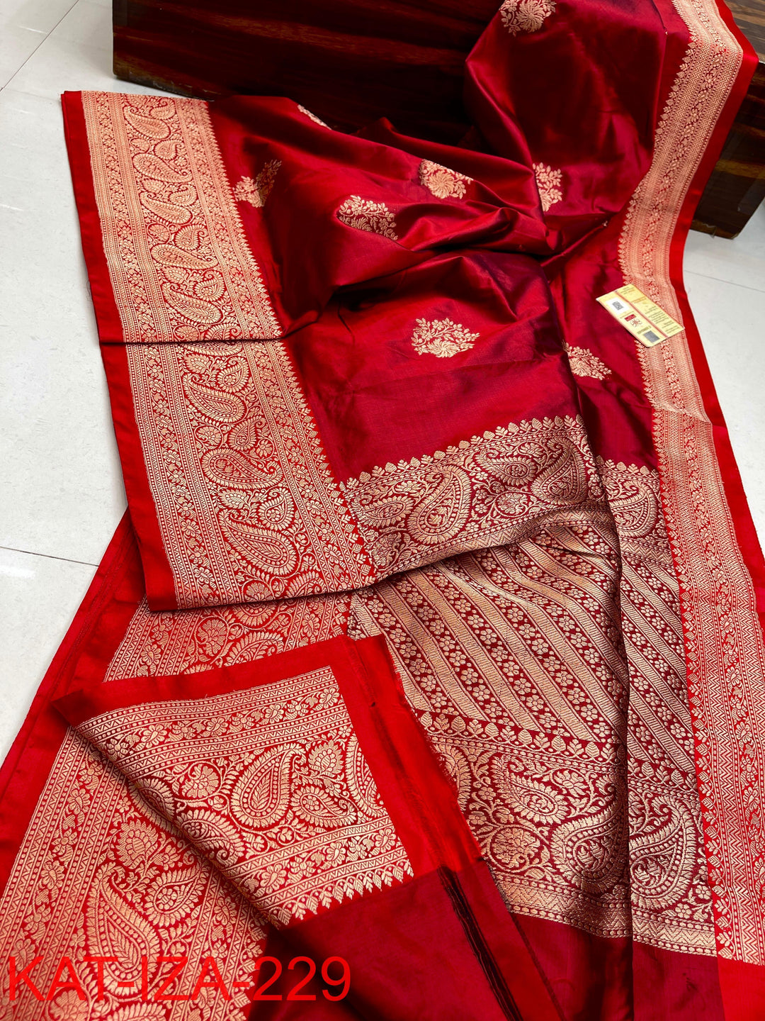 Pure Katan Silk With Antique Zari Work Saree .