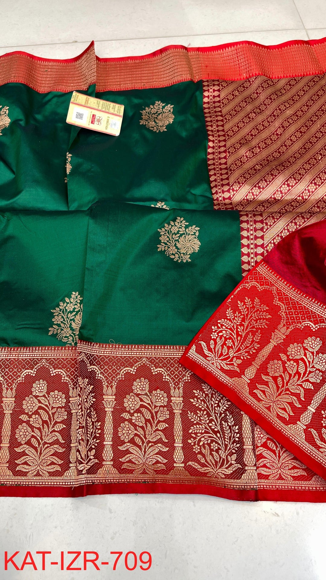 Pure Katan Silk With Antique Zari Work Saree .