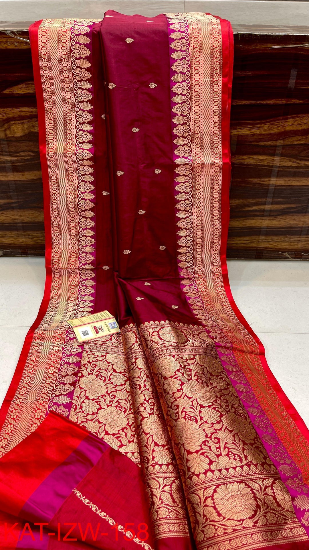 Pure Katan Silk With Antique Zari Work Saree .