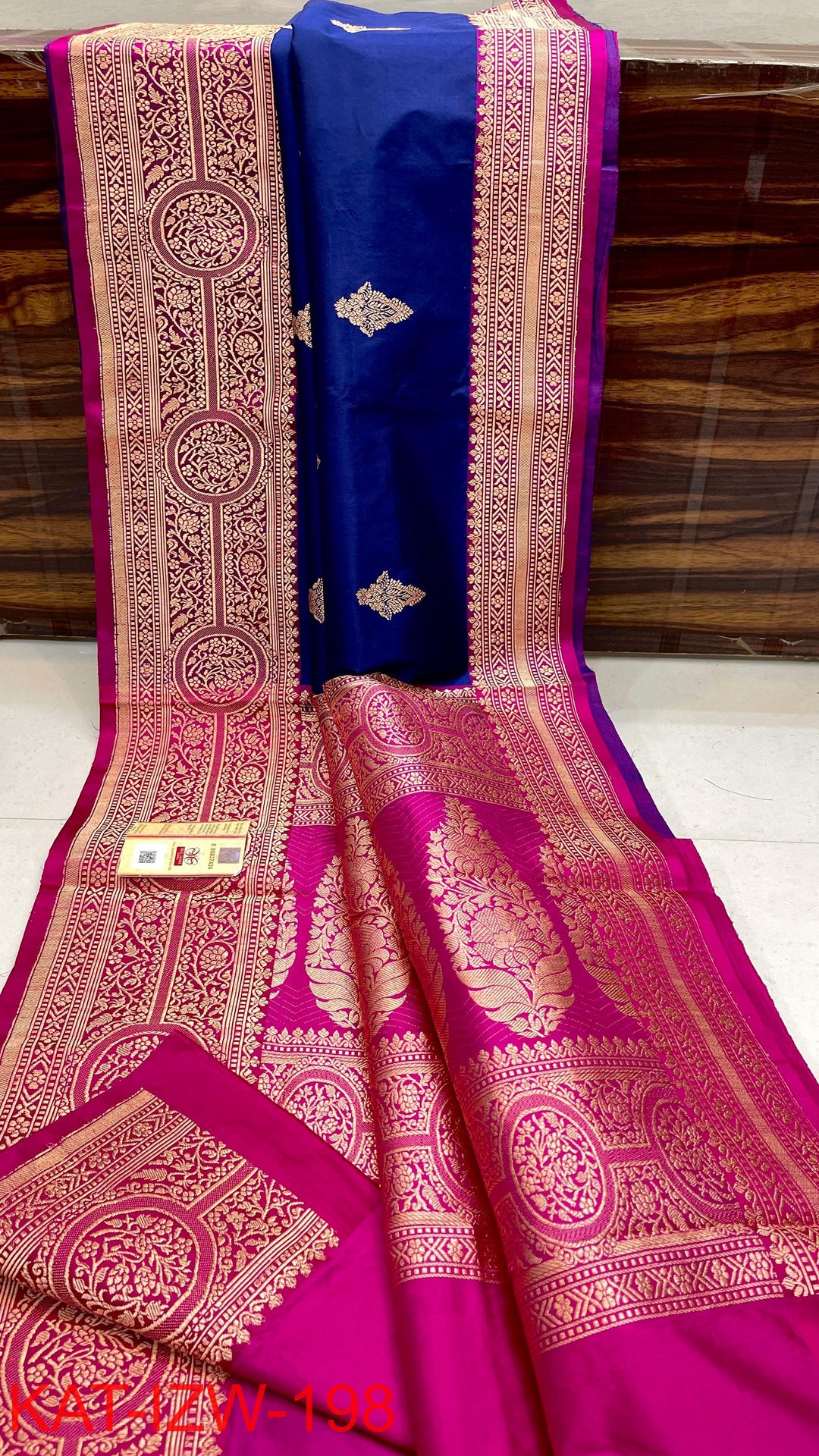 Pure Katan Silk With Antique Zari Work Saree .