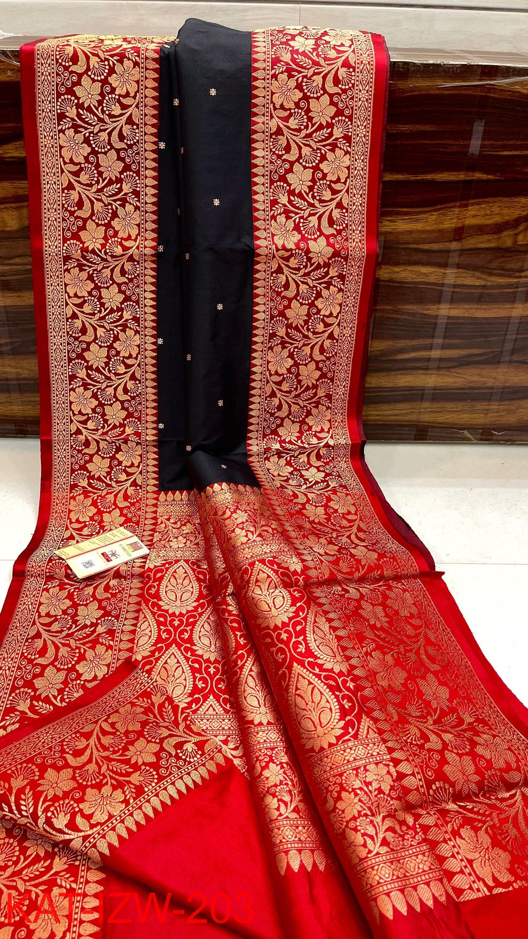 Pure Katan Silk With Antique Zari Work Saree .
