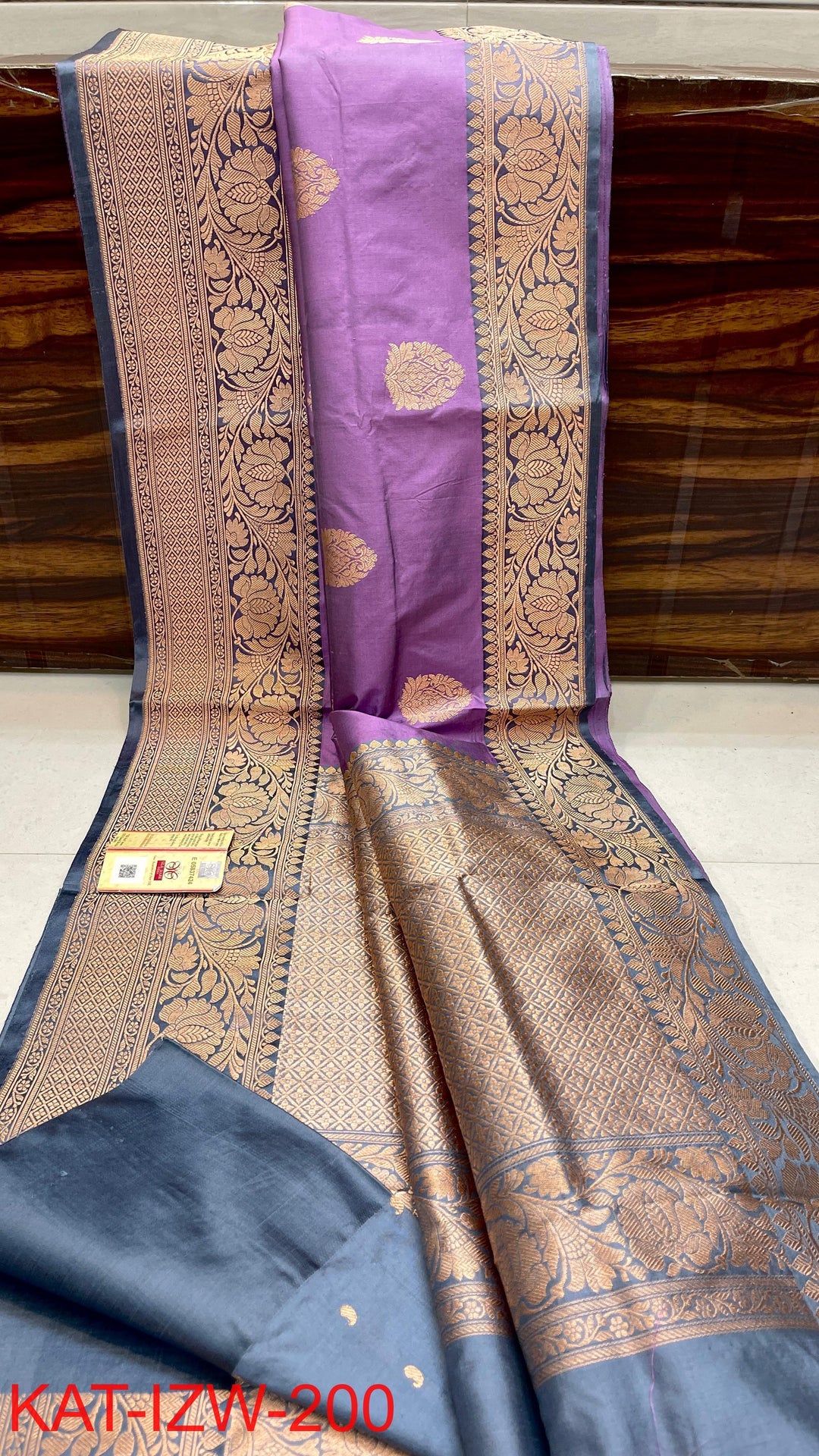 Pure Katan Silk With Antique Zari Work Saree .