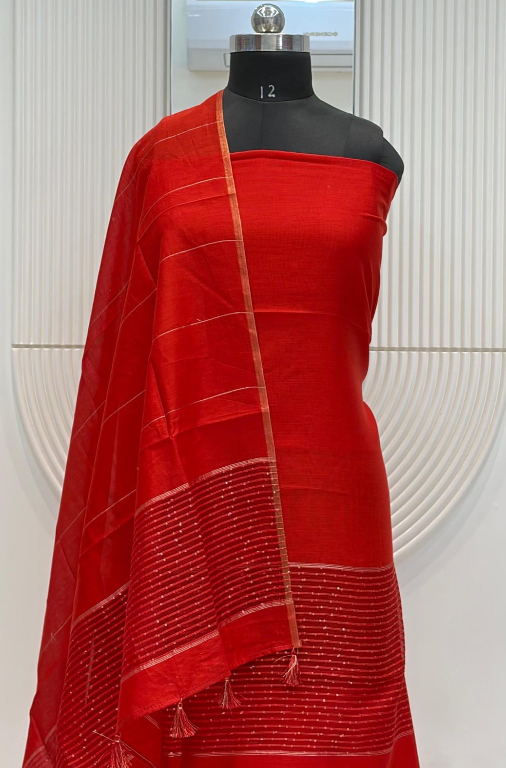 Pure Banarasi Chanderi Silk  Sequence  Work Unstitched Suit.