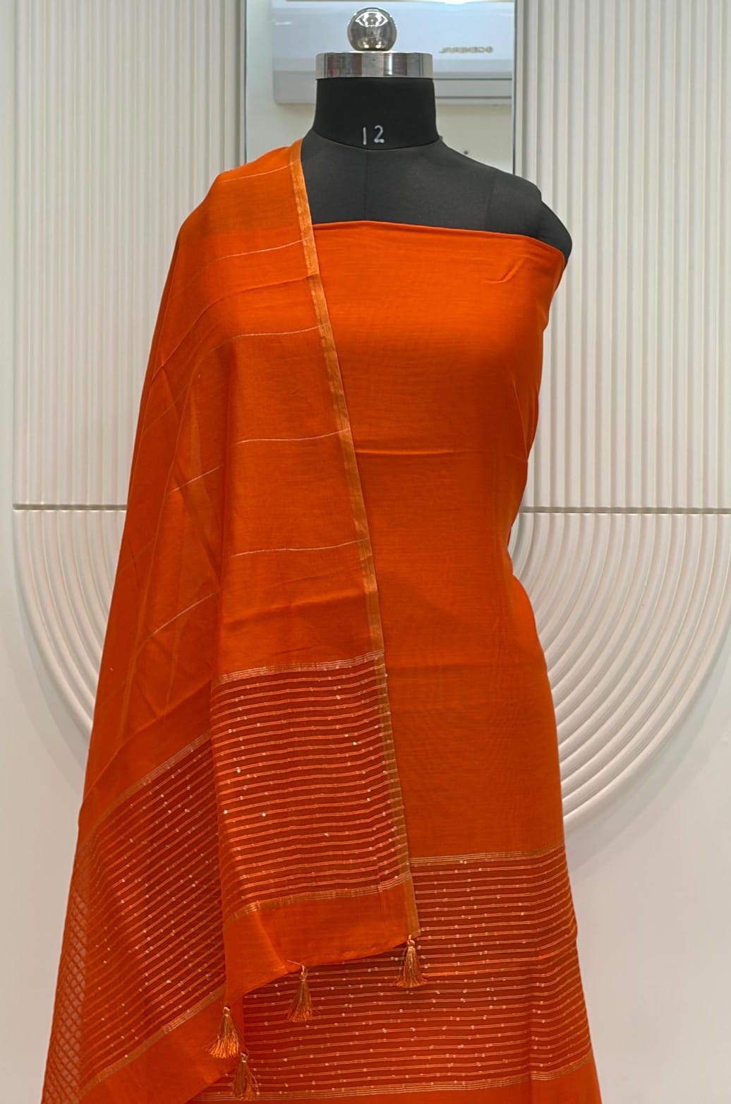 Pure Banarasi Chanderi Silk  Sequence  Work Unstitched Suit.