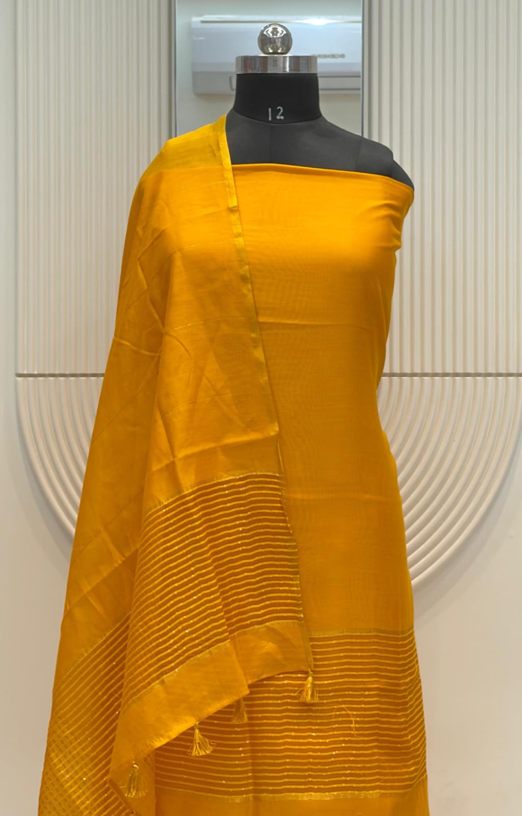 Pure Banarasi Chanderi Silk  Sequence  Work Unstitched Suit.