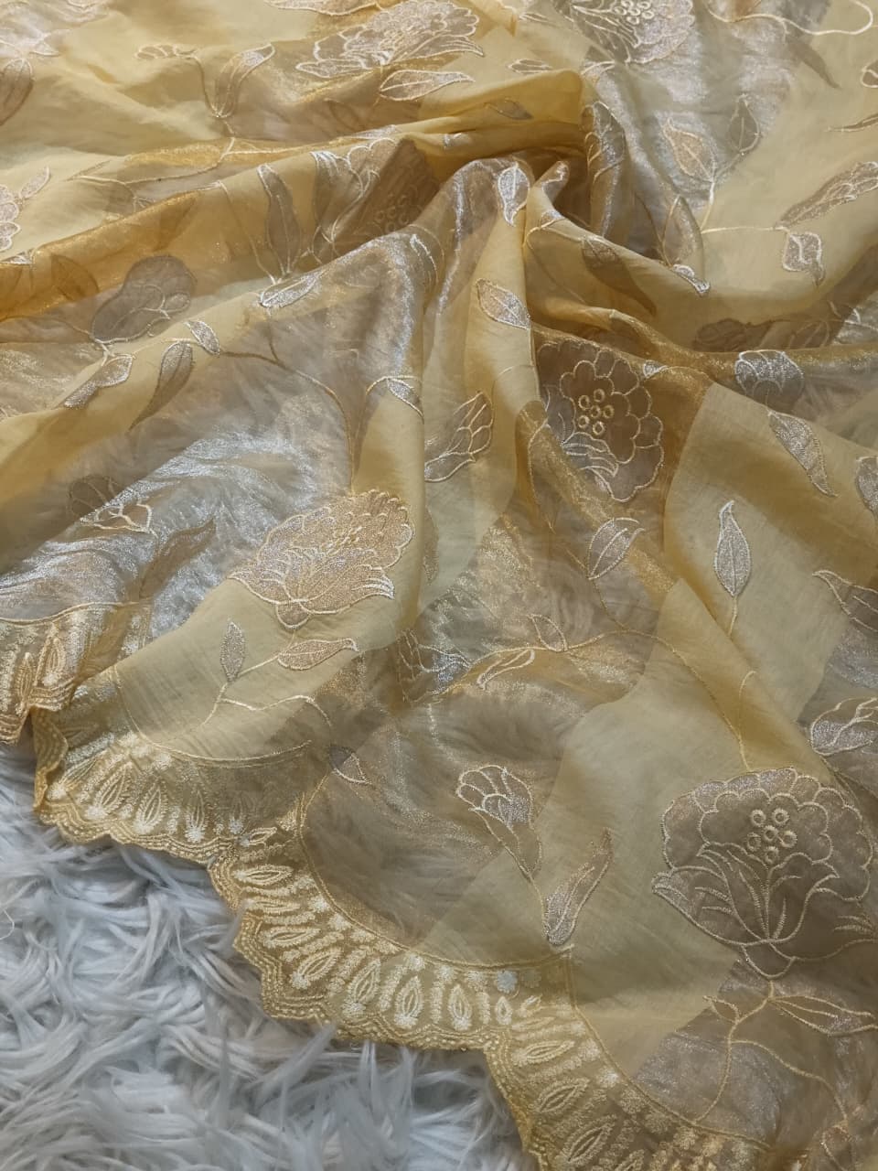 Pure Mul Chanderi Silk Sona Rupa Patta & Applique with chikankari Jaal Work Unstitched Suit