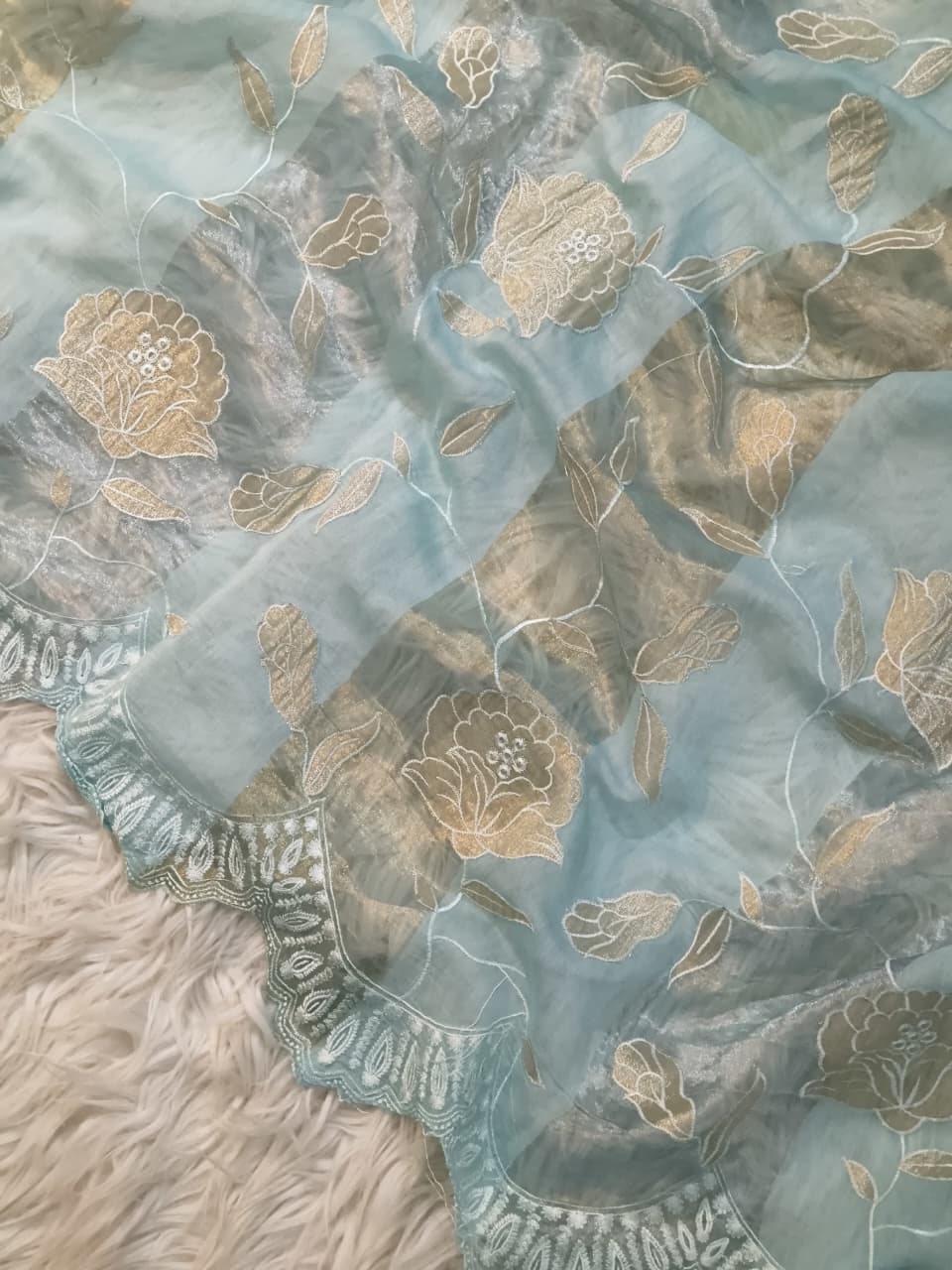 Pure Mul Chanderi Silk Sona Rupa Patta & Applique with chikankari Jaal Work Unstitched Suit