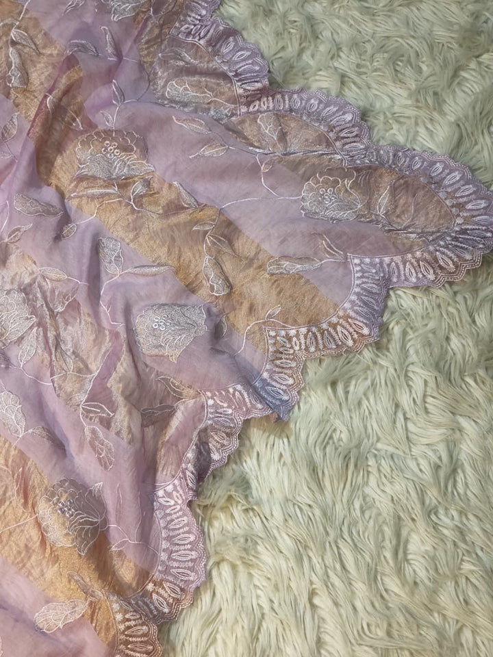 Pure Mul Chanderi Silk Sona Rupa Patta & Applique with chikankari Jaal Work Unstitched Suit