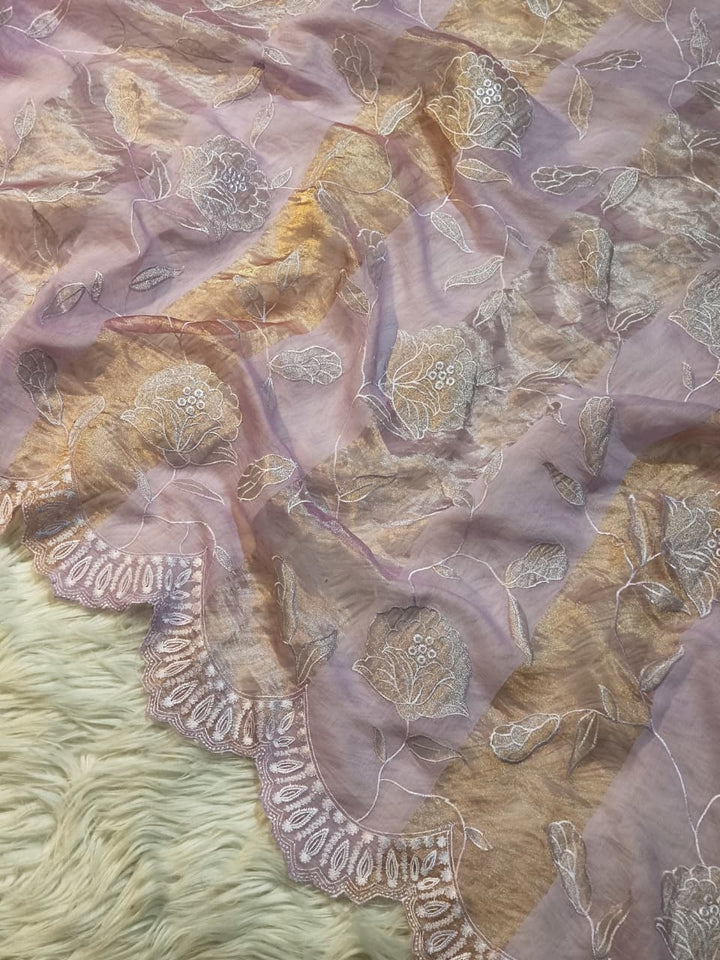 Pure Mul Chanderi Silk Sona Rupa Patta & Applique with chikankari Jaal Work Unstitched Suit