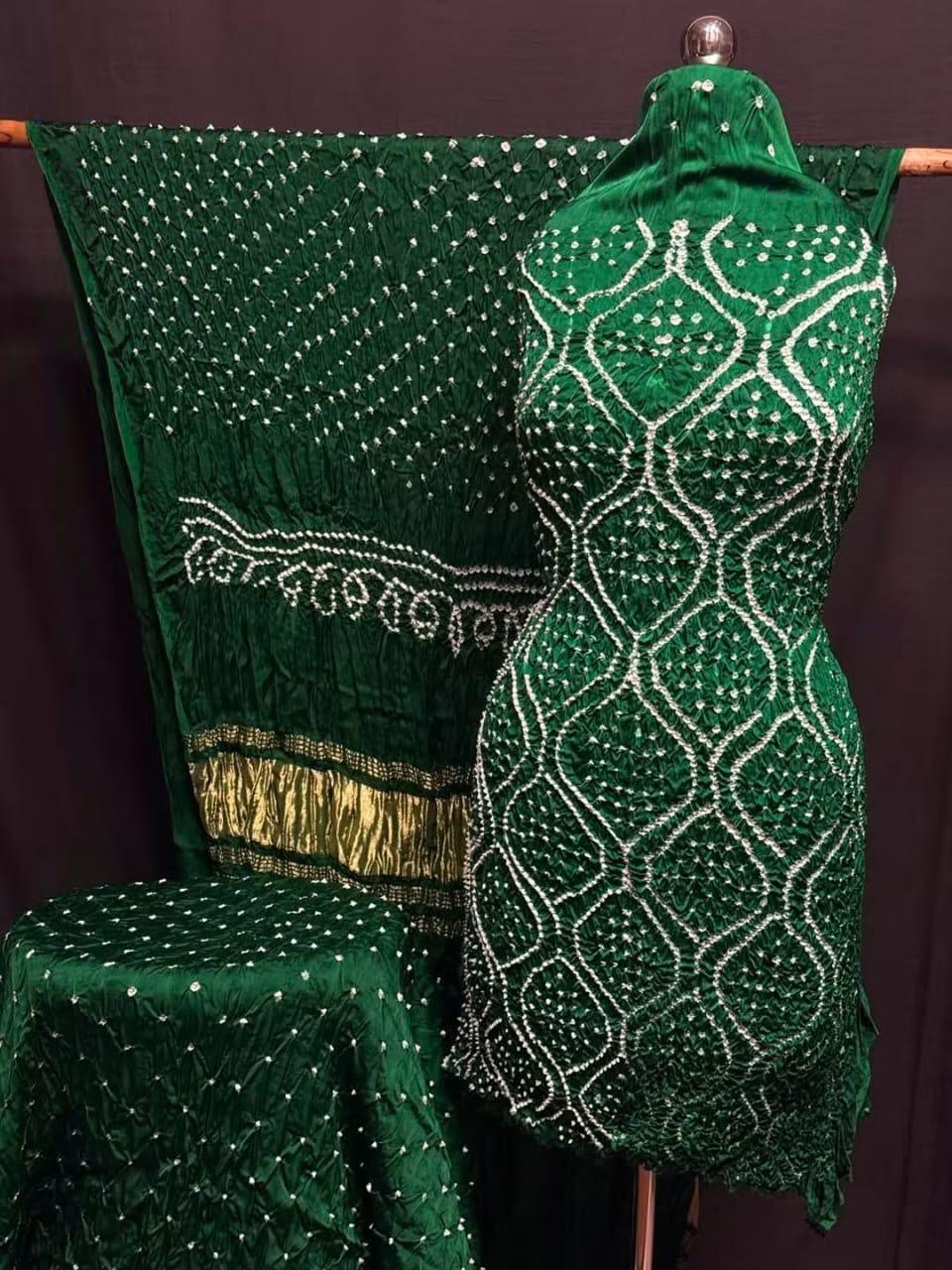 Pure Modal Silk Bandhani Print Unstitched Suit .